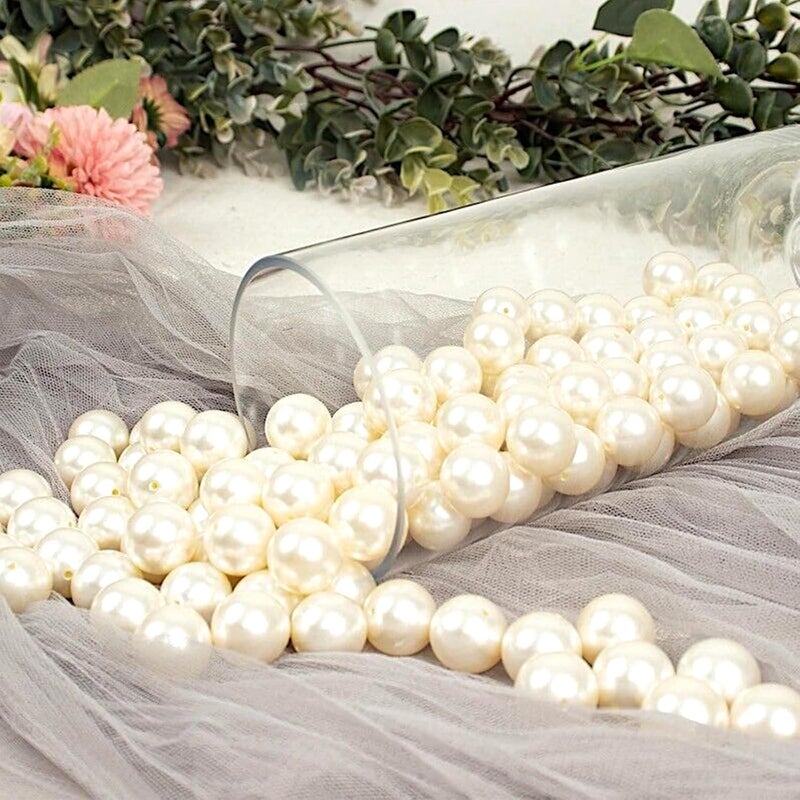 Luerbi White Floating Pearls | 150PCS White Pearls Bead for Centerpieces Vases, White No Hole Beads | 8/14/20 mm Floating Beads | White Vase Fillers, Vase Filler Pearl Party Decor - Image 5