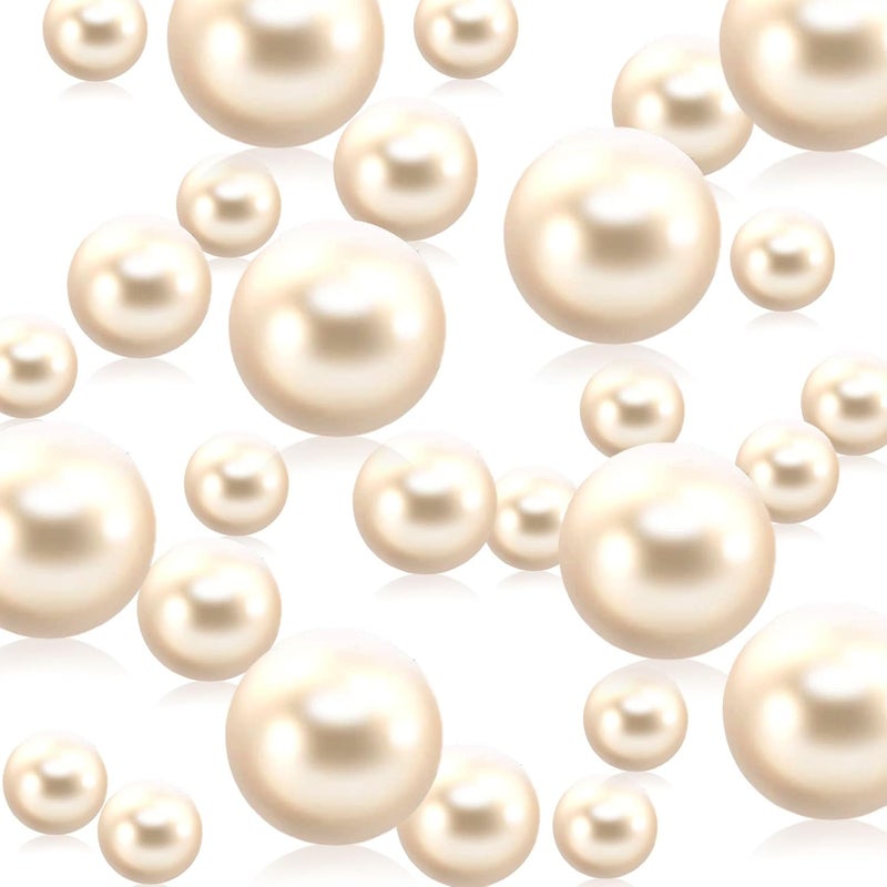 Luerbi White Floating Pearls | 150PCS White Pearls Bead for Centerpieces Vases, White No Hole Beads | 8/14/20 mm Floating Beads | White Vase Fillers, Vase Filler Pearl Party Decor - Image 1