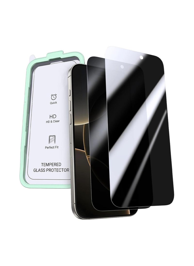 Glass - iPhone 16 Pro Screen Protector Privacy 100% Privacy Protection Ultimate Drop Protection 1:1 Full Coverage Anti Spy Screen Protector 9H+ Tempered Glass Fit for Most Case (2 Pack) - Image 1