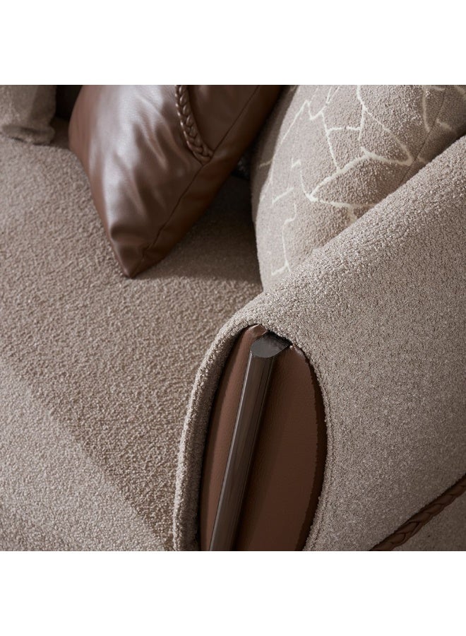 DANUBE HOME Danube Home Union 3 Seater Fabric Sofa Modern Design Three Seat Sofas Comfortable Living Room Furniture L245Xw102Xh78Cm - Beige/Brown  - Image 3