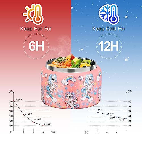 MAISON HUIS 8oz Soup Thermo Wide Mouth Vacuum Insulated Thermo Food Jar, Leak Proof Stainless Steel Thermo for Hot&Cold Food Kids Food Lunch Soup Container for School Travel (Pink-Rainbow - Image 3