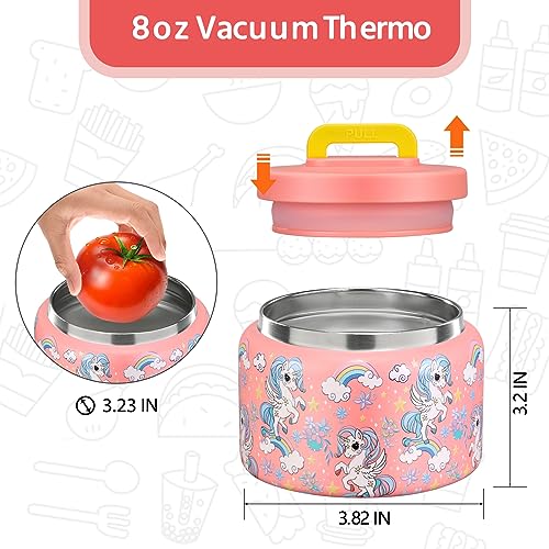 MAISON HUIS 8oz Soup Thermo Wide Mouth Vacuum Insulated Thermo Food Jar, Leak Proof Stainless Steel Thermo for Hot&Cold Food Kids Food Lunch Soup Container for School Travel (Pink-Rainbow - Image 4