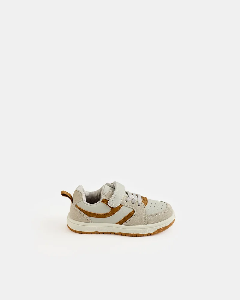 REDTAG Boys Ivory And Beige Material Block Sneakers