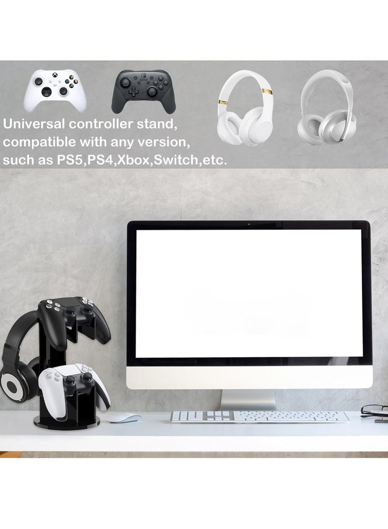 Bukela Universal Game Controller Stand and Headset Holder, 2-Tier Acrylic Gamepad Holder for Xbox ONE, PS4, PS5, Xbox Series X, Headphone Stand, Gaming Accessories for Desk Setup and Organization  - Image 3