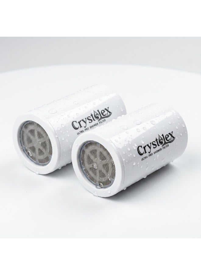 Crystolex Ultra Pro Shower Filter Replacement Cartridge 2 Pack – Multi Stage Shower Water Filter for Hard Water, Chlorine & Heavy Metal Reduction – Shower Filter Cartridge - Image 1