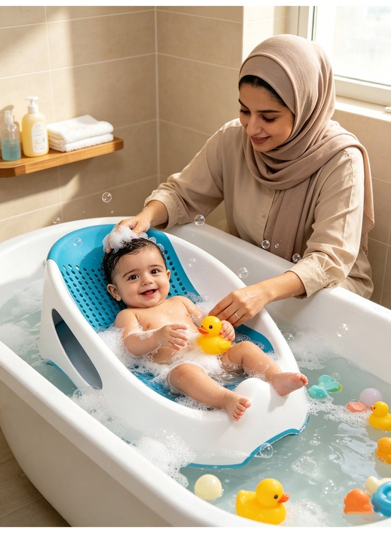 LO.BABY.VE Baby Bath Seat, Baby Bathing Aid, Safety-conscious, slip-resistant design; breathable, skin-friendly PVC material; ergonomic shape; portable and easy to store - Image 3