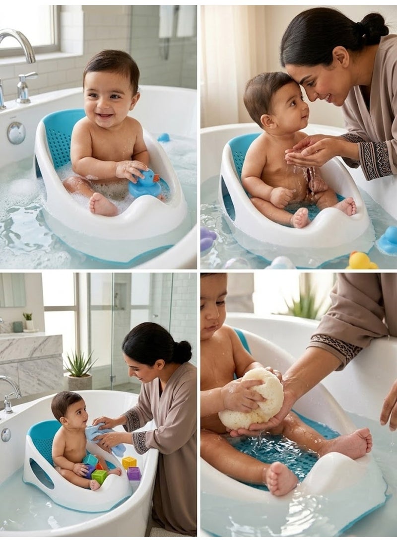 LO.BABY.VE Baby Bath Seat, Baby Bathing Aid, Safety-conscious, slip-resistant design; breathable, skin-friendly PVC material; ergonomic shape; portable and easy to store - Image 2