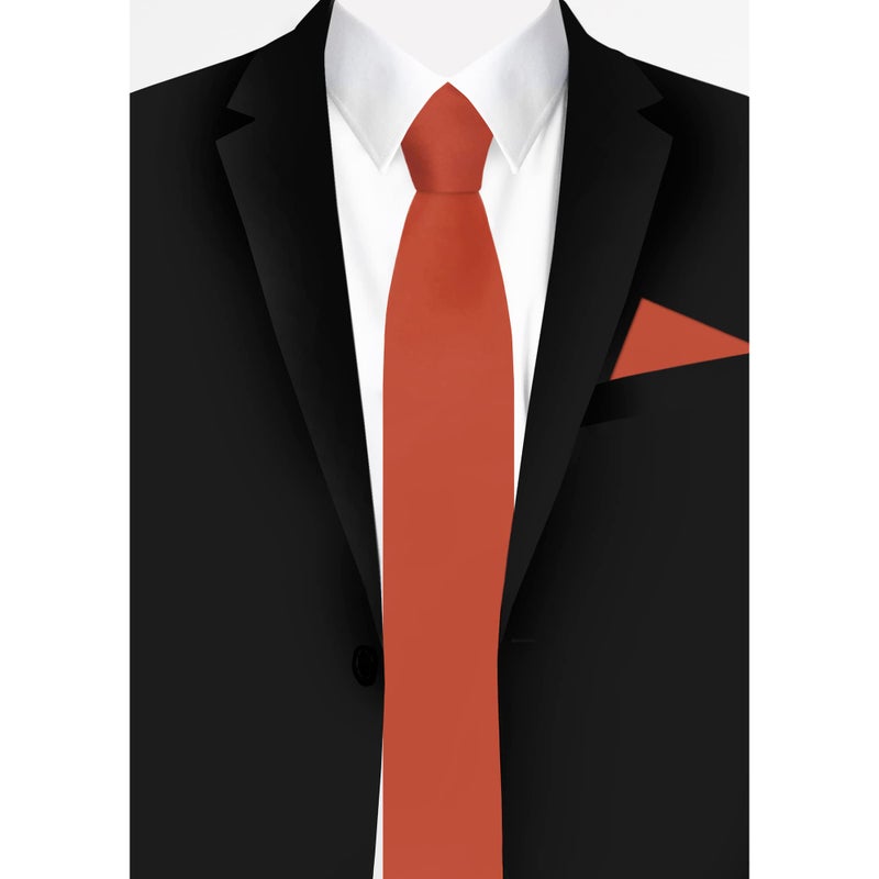 Jacob Alexander Men's Slim Width 2.75" Solid Color Tie - Rust - Image 3