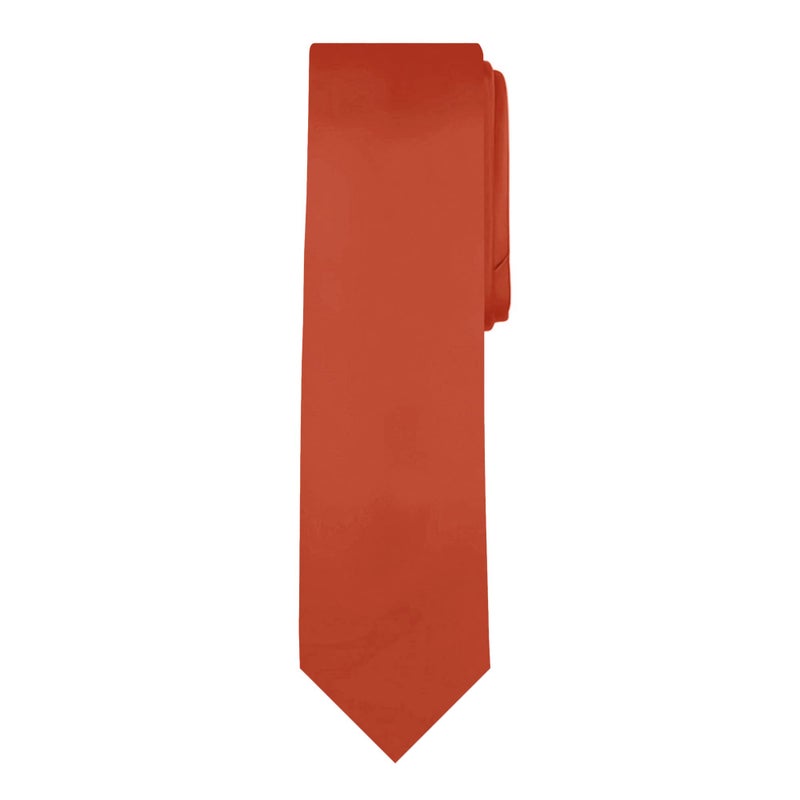 Jacob Alexander Men's Slim Width 2.75" Solid Color Tie - Rust - Image 1