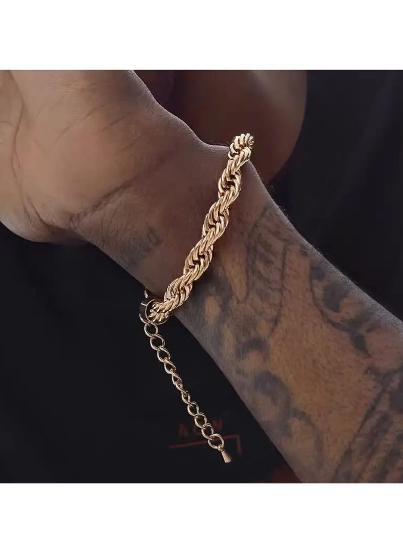 Luxuria - 316L Stainless Steel 18K Gold Plated Bracelets for Women Men Smooth Gold Chain Bracelet - Image 1