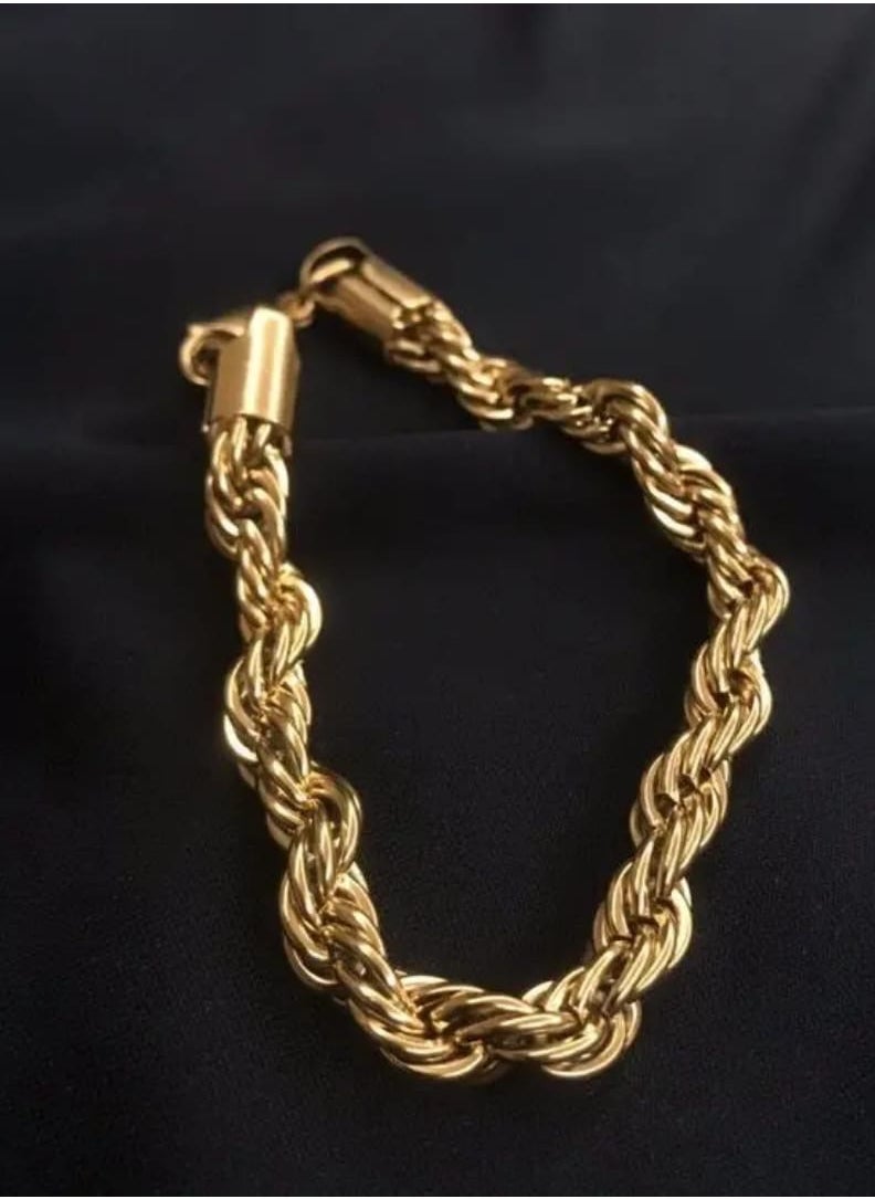 Luxuria - 316L Stainless Steel 18K Gold Plated Bracelets for Women Men Smooth Gold Chain Bracelet - Image 1