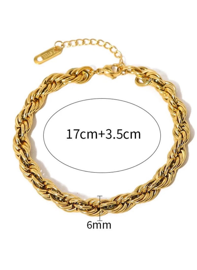 Luxuria - 316L Stainless Steel 18K Gold Plated Bracelets for Women Men Smooth Gold Chain Bracelet - Image 1