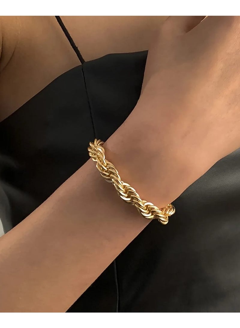 Luxuria - 316L Stainless Steel 18K Gold Plated Bracelets for Women Men Smooth Gold Chain Bracelet - Image 1