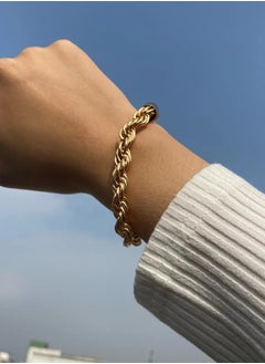316L Stainless Steel 18K Gold Plated Bracelets for Women Men Smooth Gold Chain Bracelet