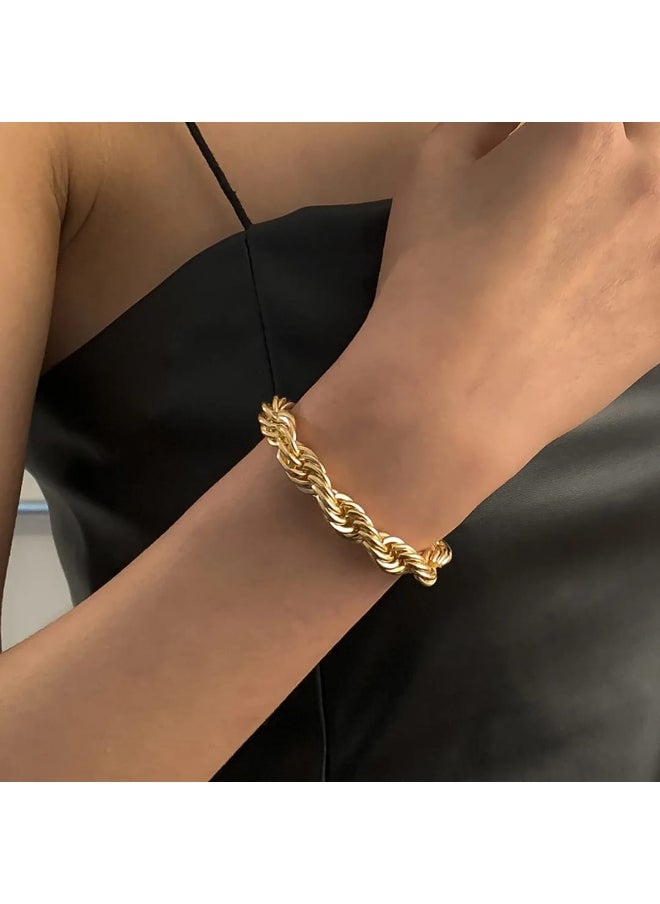 Luxuria - 316L Stainless Steel 18K Gold Plated Bracelets for Women Men Smooth Gold Chain Bracelet - Image 1
