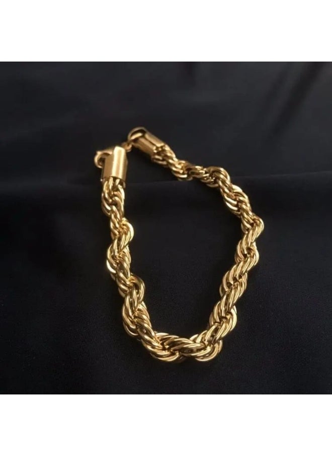 Luxuria - 316L Stainless Steel 18K Gold Plated Bracelets for Women Men Smooth Gold Chain Bracelet - Image 1