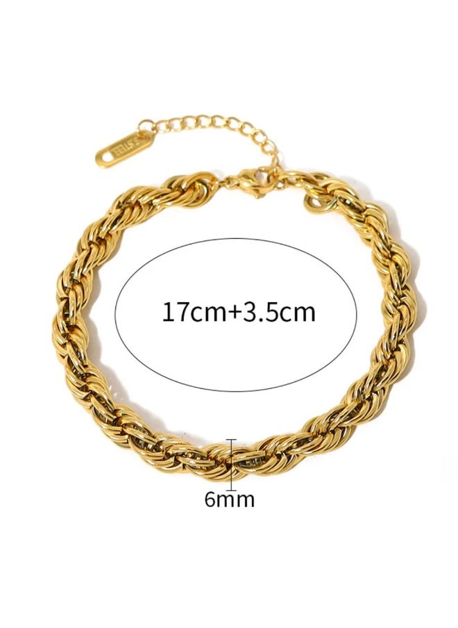 Luxuria - 316L Stainless Steel 18K Gold Plated Bracelets for Women Men Smooth Gold Chain Bracelet - Image 1