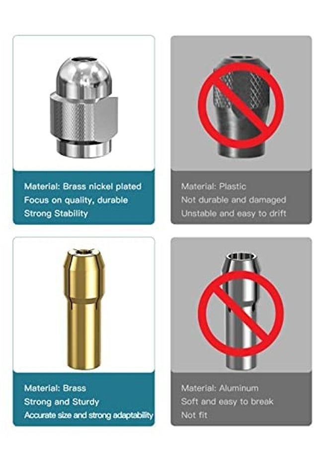 Drill Chuck Collet Set for Dremel, 1/32" to 1/8" Replacement 4486 Drill Keyless Bit Chuck Shank Rotary Tool Quick Change Adapter with Replacement 4485 Brass Quick Change Rotary Drill Nut Tool Set