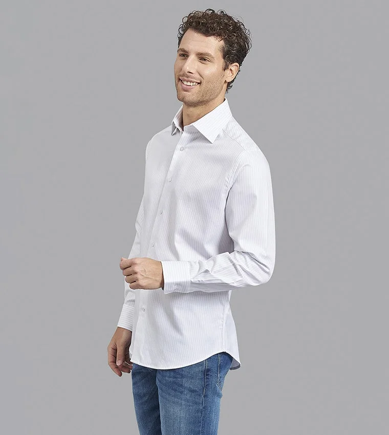 BEVERLY HILLS POLO CLUB  Deluster Stripe Slim Fit Shirt for Men | Best Price UAE