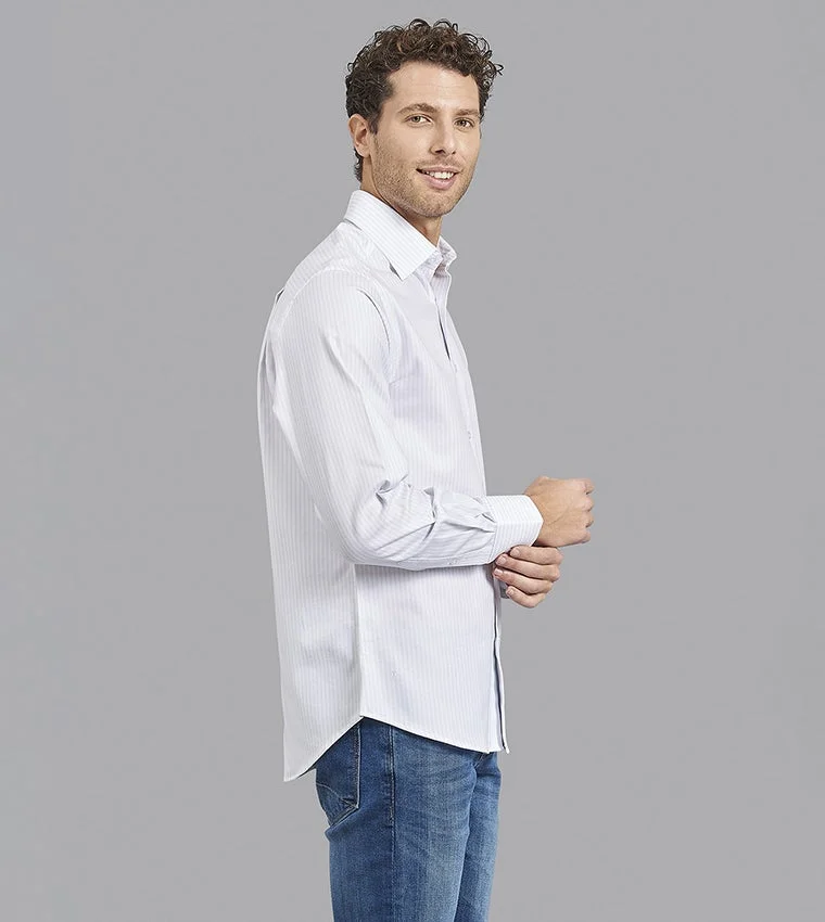 BEVERLY HILLS POLO CLUB  Deluster Stripe Slim Fit Shirt for Men | Best Price UAE
