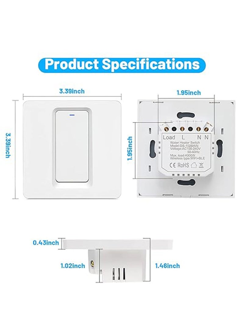 Smart WiFi Wall Light Switch Touch Control Glass Panel Remote Control Voice Control Compatible with Alexa Timer Function Overload Protection AC 100-240V WiFi & Bluetooth Connection Indoor Use - Image 4
