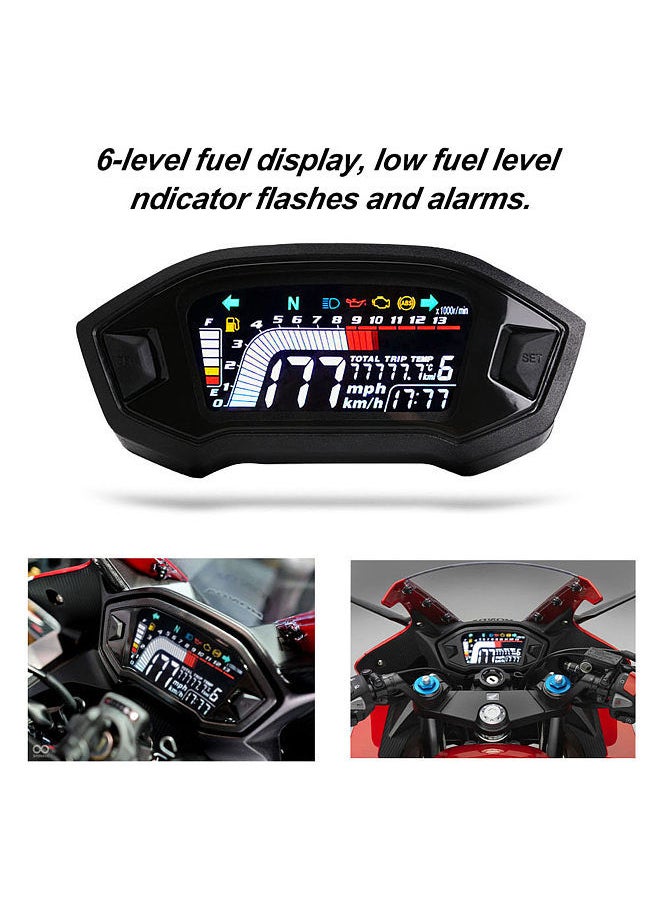 Generic - Motorcycle Speedometer Universal Tachometer LCD Digital  Gauge Fuel Level Meter for 1,2,4 Cylinders - Image 1