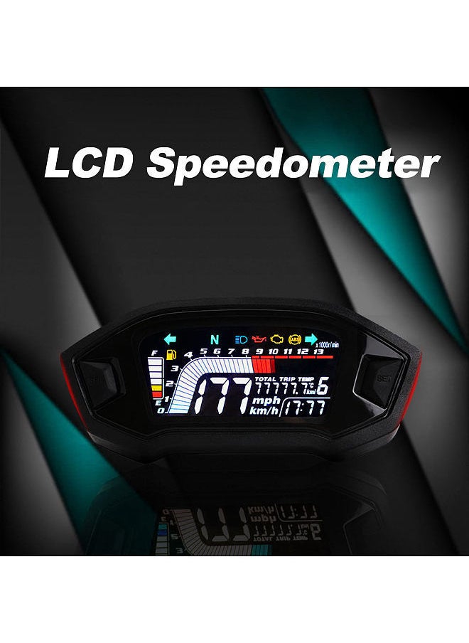 Generic - Motorcycle Speedometer Universal Tachometer LCD Digital  Gauge Fuel Level Meter for 1,2,4 Cylinders - Image 1