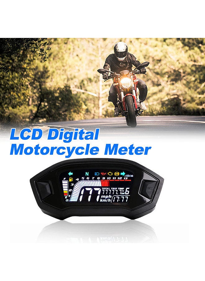 Generic - Motorcycle Speedometer Universal Tachometer LCD Digital  Gauge Fuel Level Meter for 1,2,4 Cylinders - Image 1