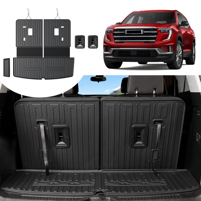 HOUCLEMIC Cargo Mat with Backrest Mat for 20172023 GMC AcadiaAll Weather Black TPE Cargo Liner for GMC Acadia Denali Accessories 2023 2022 2021