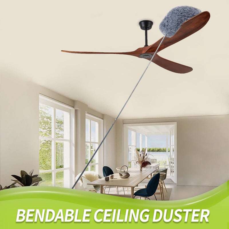 IVYROLL Cobweb Duster with Extension Pole, Spider Web Brush & Ceiling Cleaning Kit, 100" Microfiber Feather Duster Cleaner with Washable Head for Ceiling Fan, Furniture, Home - Image 3