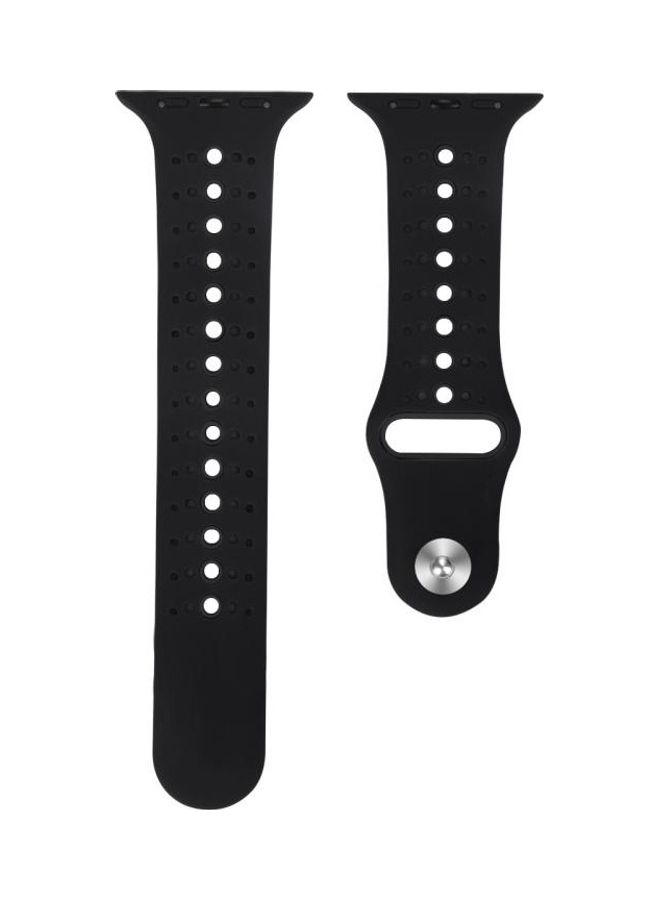 NIBEMINENT Two-Tone Porous Silicone Watchband For Apple Watch Series 7/6/SE/5/4/3/2/1 41/40/38mm Black - Image 2