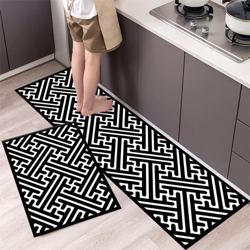 2PCS Kitchen Mat, Kitchen Floor Mat Non-Slip, Waterproof Kitchen Carpet Cushioned Anti Fatigue Kitchen Runner Rug Standing Mat for Kitchen, Floor, Office F - Image 1