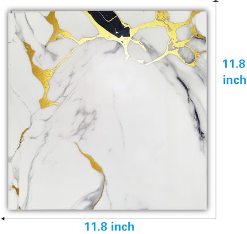 SHOWCOLOUR 20Sheets Peel and Stick Backsplash Marble Look 12X12 Self Adhesive Wall Tile Back Splashes for Kitchen Bathroom Golden Pattern 2 Gray Crack - Image 3