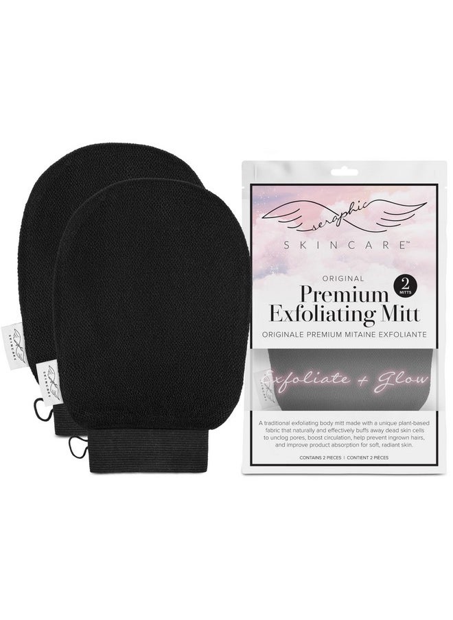 Seraphic Skincare - Seraphic Skincare (Original) Premium Exfoliating Mitt for Body (2pc) - 100% Vegan Viscose Traditional Body Scrub Glove Kessa Korean Washcloth - Body Exfoliator for Self-Tan Removal & Keratosis Pilaris - Image 1
