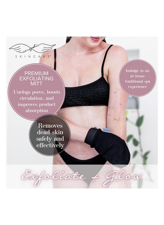 Seraphic Skincare - Seraphic Skincare (Original) Premium Exfoliating Mitt for Body (2pc) - 100% Vegan Viscose Traditional Body Scrub Glove Kessa Korean Washcloth - Body Exfoliator for Self-Tan Removal & Keratosis Pilaris - Image 1