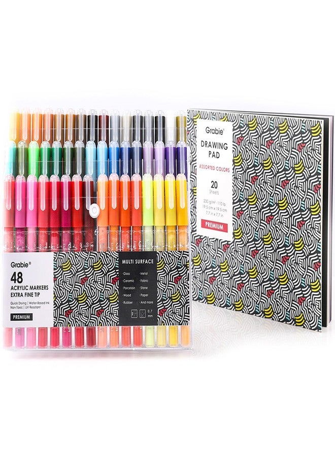Grabie Acrylic Paint Pens, Acrylic Paint Markers, 48 Colors, 0.7 mm, Extra Fine Tip Paint Markers, Premium Paint Pens for Painting on Various Surface, Acrylic Paint Set, Art Supplies for Acrylic Paint - Image 2