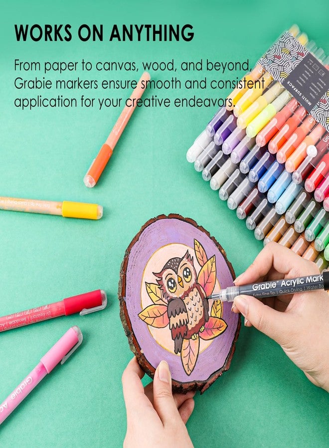 Grabie Acrylic Paint Pens, Acrylic Paint Markers, 48 Colors, 0.7 mm, Extra Fine Tip Paint Markers, Premium Paint Pens for Painting on Various Surface, Acrylic Paint Set, Art Supplies for Acrylic Paint - Image 4