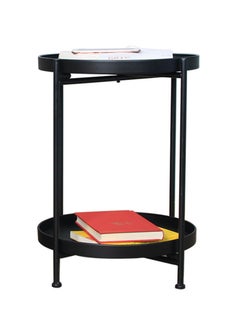 Perfii 2 Tier Metal Round End Table with Removable Tray, Waterproof Table for Living Room, Balcony and Office  - Image 1