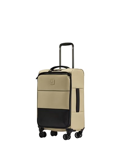 ANTLER Soft Stripe Carry On Luggage 22x14x9 Airline Approved Cabin Suitcase with Expander Adjustable Handle 4 Spinner Wheels Lightweight TSA Lock Recycled Polyester Luggage Sand Yellow - Image 1