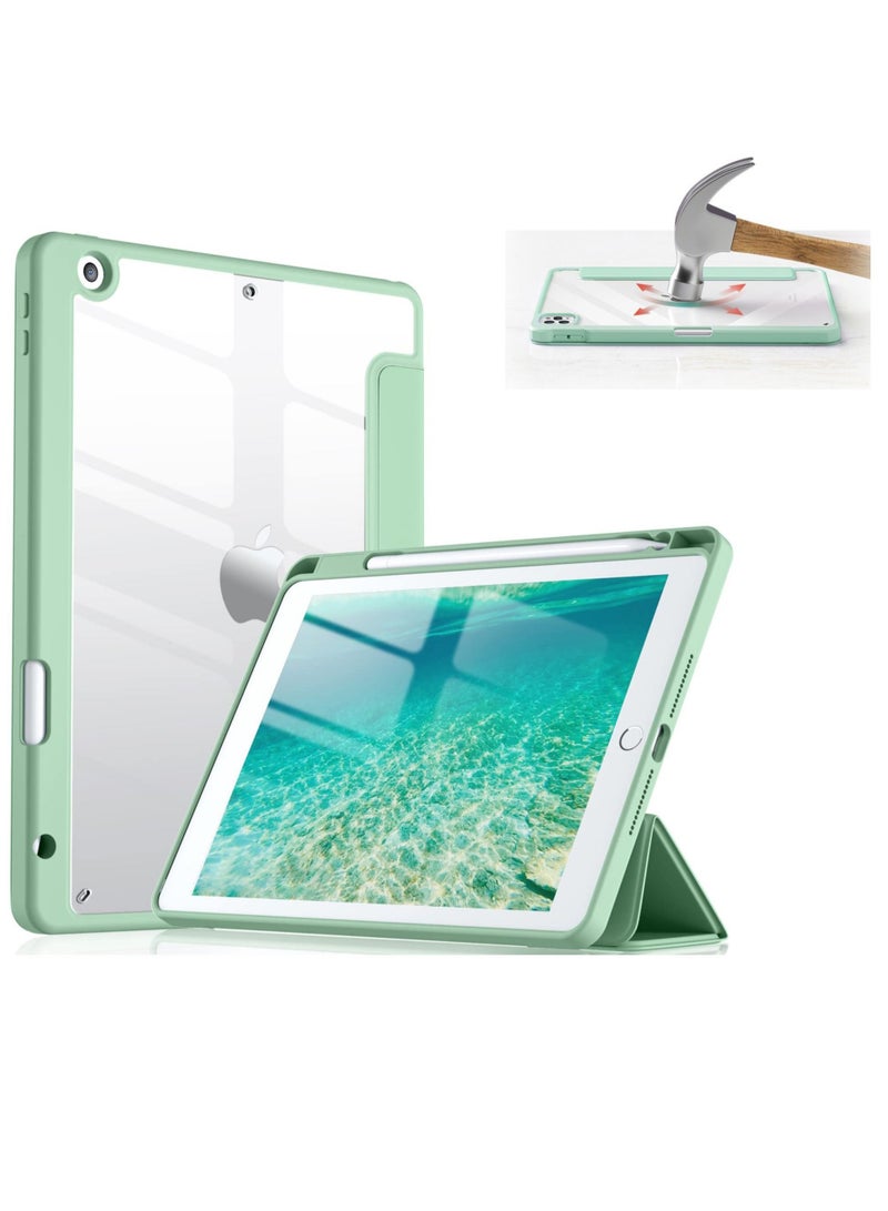 كابتن تيك Case Compatible with iPad 9th /8th /7th Generation Case(2021/2020/2019), Full Body Protective with Pencil Holder, Clear Case Designed for iPad 10.2 Inch, Auto Sleep/Wake Cover, Mint Green KSA | Riyad - Image 1