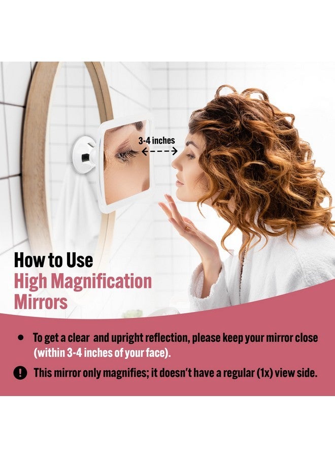 Mirrorvana 10X Magnifying Makeup Mirror - Suction Cup Cosmetic Make Up Mirror For Vanity, Bathroom, And Travel - 6.3 X 6.3 Inch (Square) - Image 3