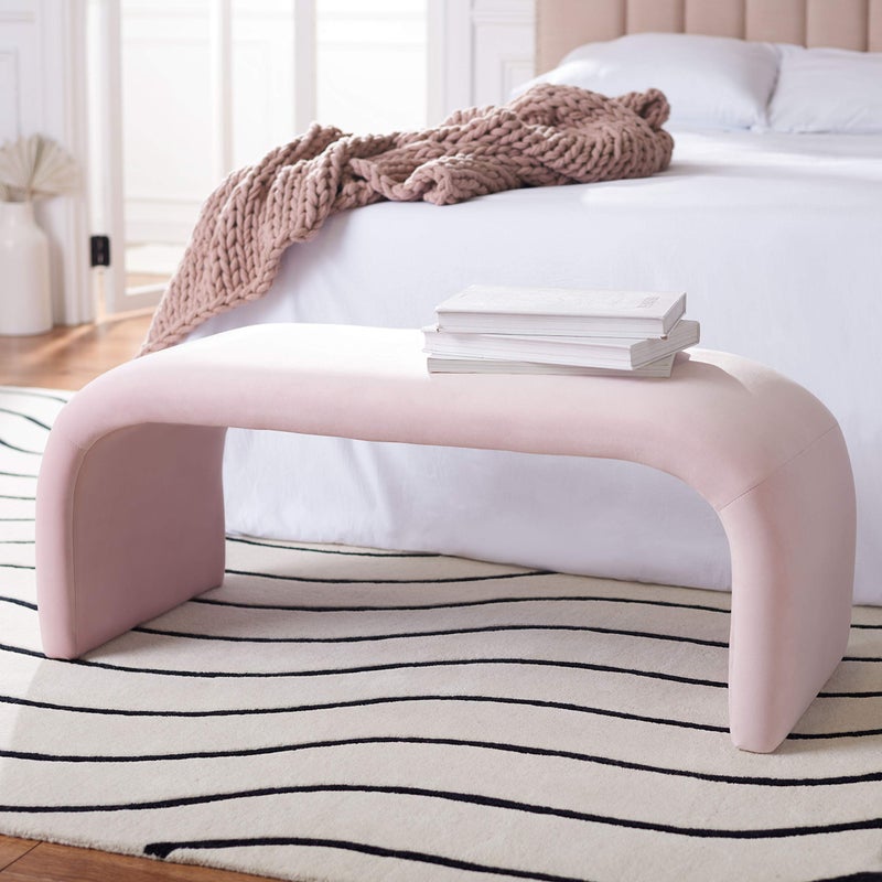 Safavieh SAFAVIEH Home Collection Tenko Modern Light Pink Velvet Bench Fully Assembled BCH1300C