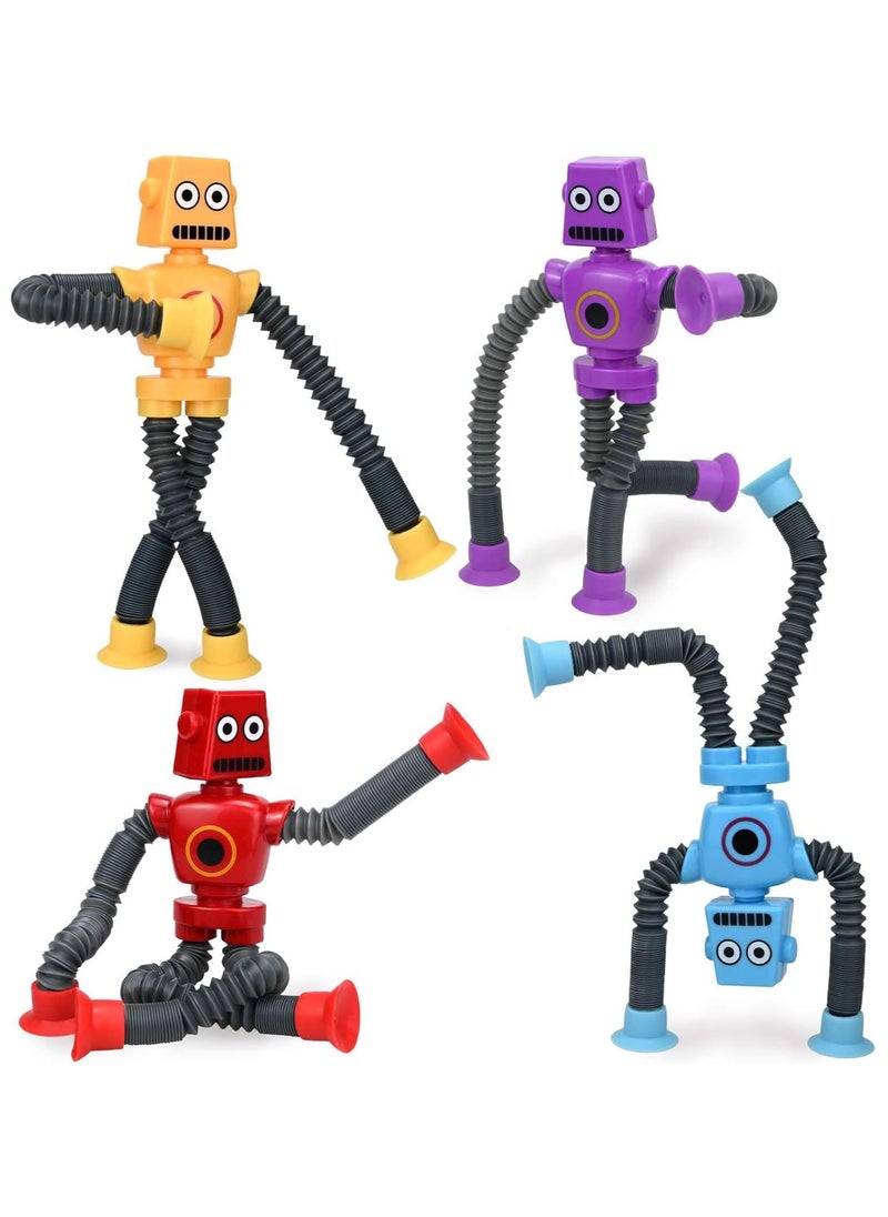 TOY GARDEN 4-Pack Pop Tubes Robot Fidget Toys – Telescopic Suction Cup Robots for Kids – Sensory & Fine Motor Skill Toy for Toddlers – Creative Learning Gift for Boys & Girls (Ages 3–6)  - Image 1