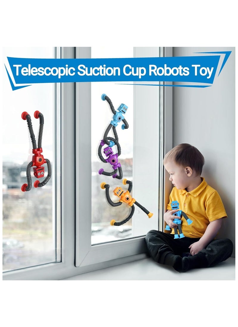 TOY GARDEN 4-Pack Pop Tubes Robot Fidget Toys – Telescopic Suction Cup Robots for Kids – Sensory & Fine Motor Skill Toy for Toddlers – Creative Learning Gift for Boys & Girls (Ages 3–6)  - Image 4