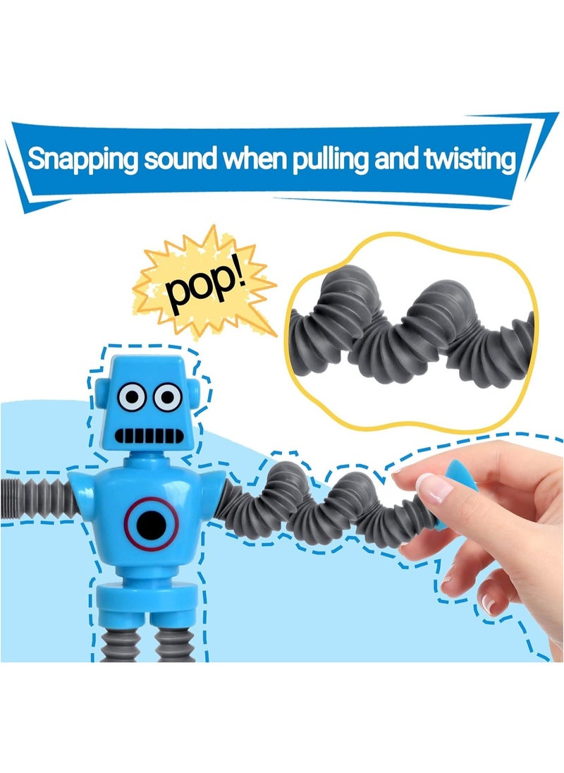 TOY GARDEN - 4-Pack Pop Tubes Robot Fidget Toys – Telescopic Suction Cup Robots for Kids – Sensory & Fine Motor Skill Toy for Toddlers – Creative Learning Gift for Boys & Girls (Ages 3–6) - Image 1