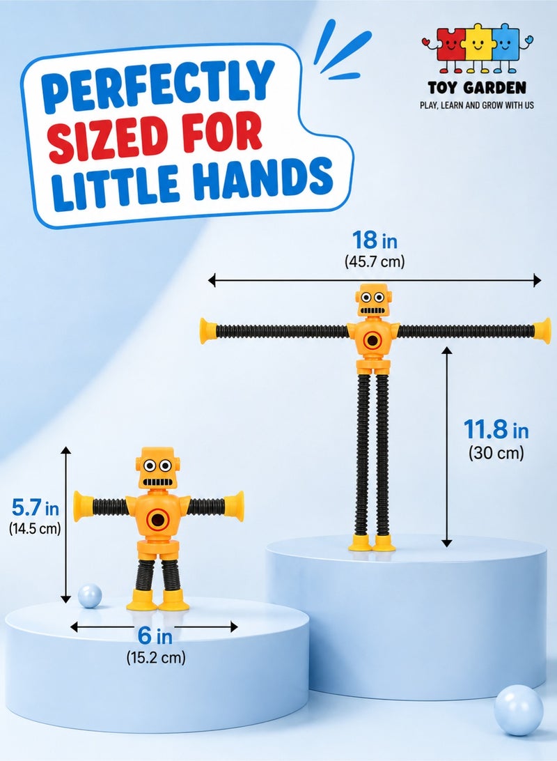 TOY GARDEN 4-Pack Pop Tubes Robot Fidget Toys – Telescopic Suction Cup Robots for Kids – Sensory & Fine Motor Skill Toy for Toddlers – Creative Learning Gift for Boys & Girls (Ages 3–6) - Image 4