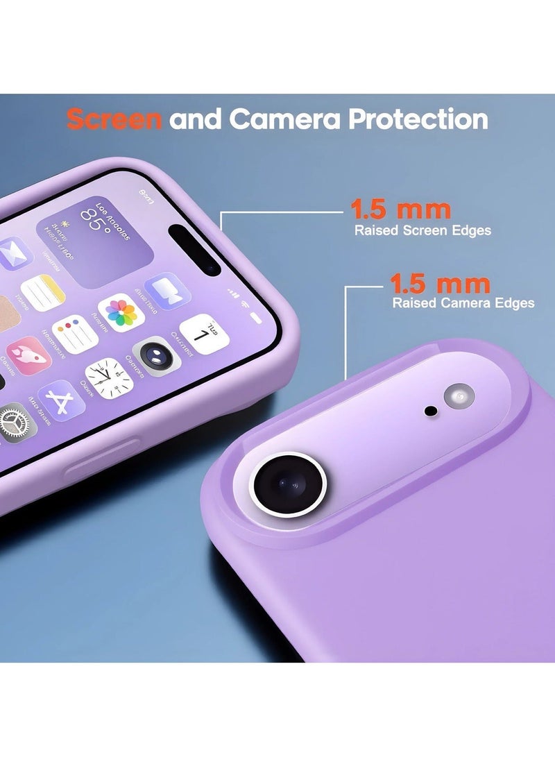 أكاليكس جراب سيليكون متوافق مع iPhone 17 Air، جراب هاتف سيليكون سائل رفيع مع مصد مطاطي ناعم مقاوم للصدمات مكون من 3 طبقات مع بطانة من مادة TPU (أرجواني فاتح) - Image 5