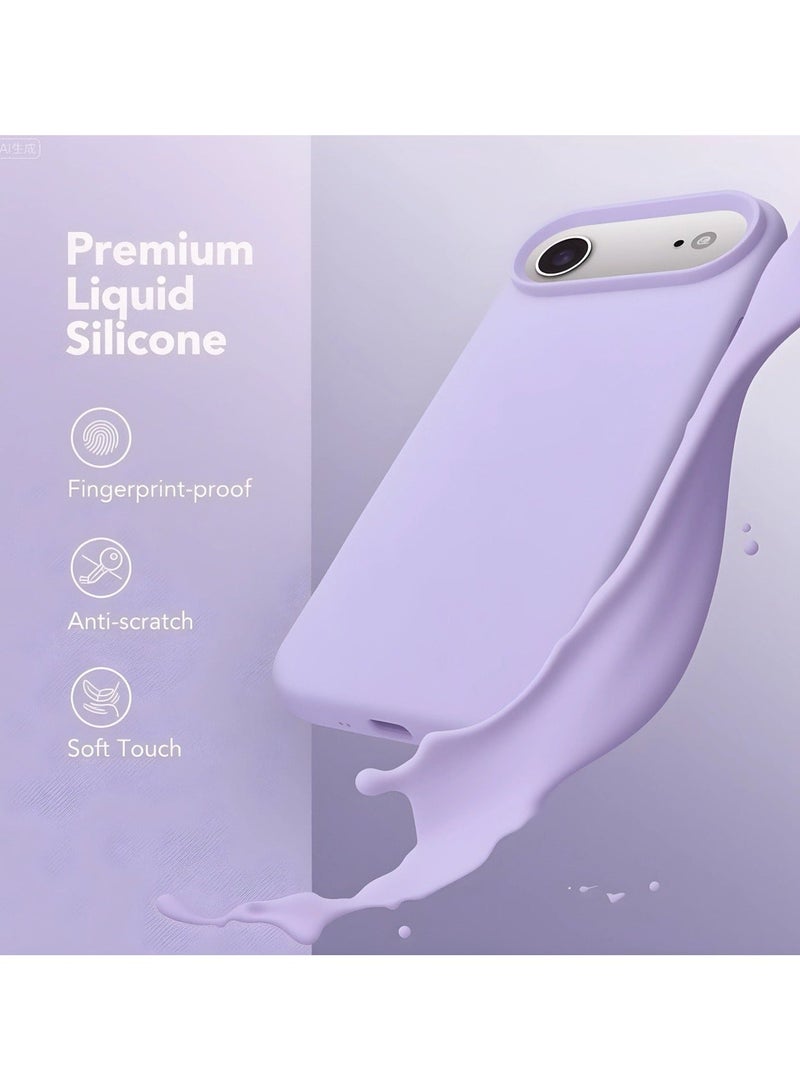 أكاليكس جراب سيليكون متوافق مع iPhone 17 Air، جراب هاتف سيليكون سائل رفيع مع مصد مطاطي ناعم مقاوم للصدمات مكون من 3 طبقات مع بطانة من مادة TPU (أرجواني فاتح) - Image 4