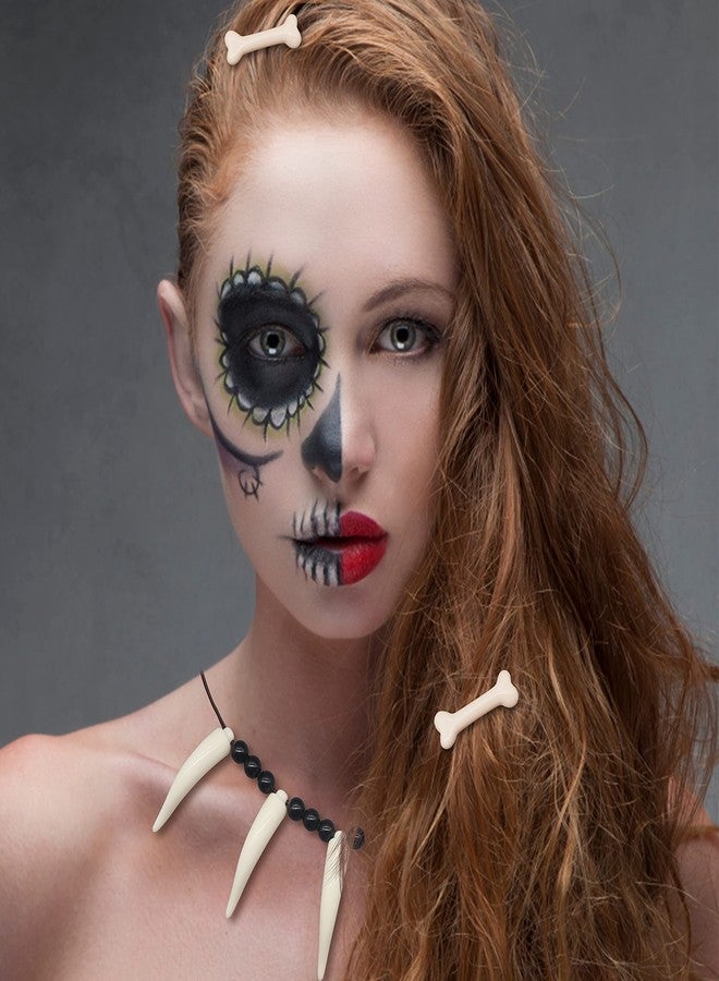 Pandecor Halloween Costume Set,Bone Necklace and 4 Pieces Bone Hair Clips - Image 4
