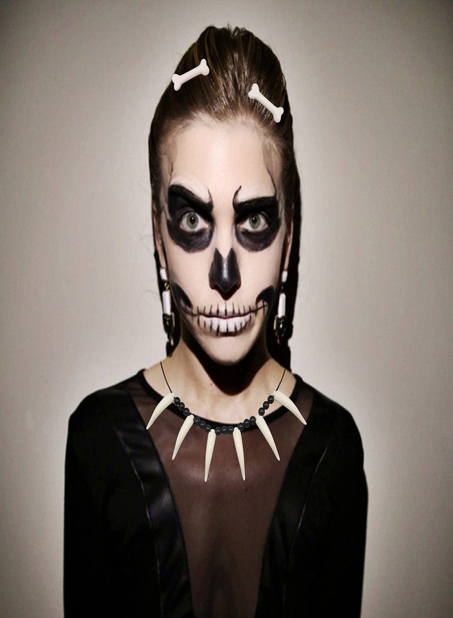 Pandecor Halloween Costume Set,Bone Necklace and 4 Pieces Bone Hair Clips - Image 5